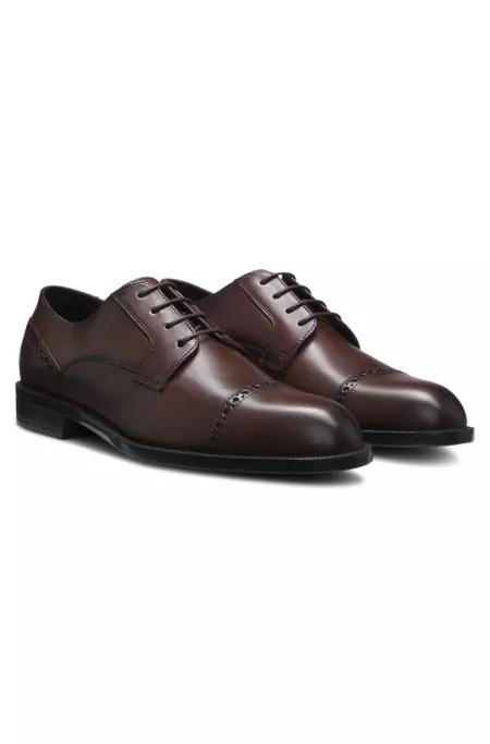 Leather Derby shoes with brogue details
