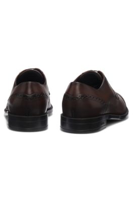 Hugo Boss Size 12 Chocolate Brown Leather Brogue Derby Shoes BOSS - Italian-made Derby shoes in leather - Dark Brown main image 4