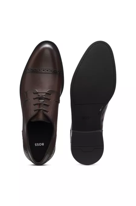 Leather Derby shoes with brogue details