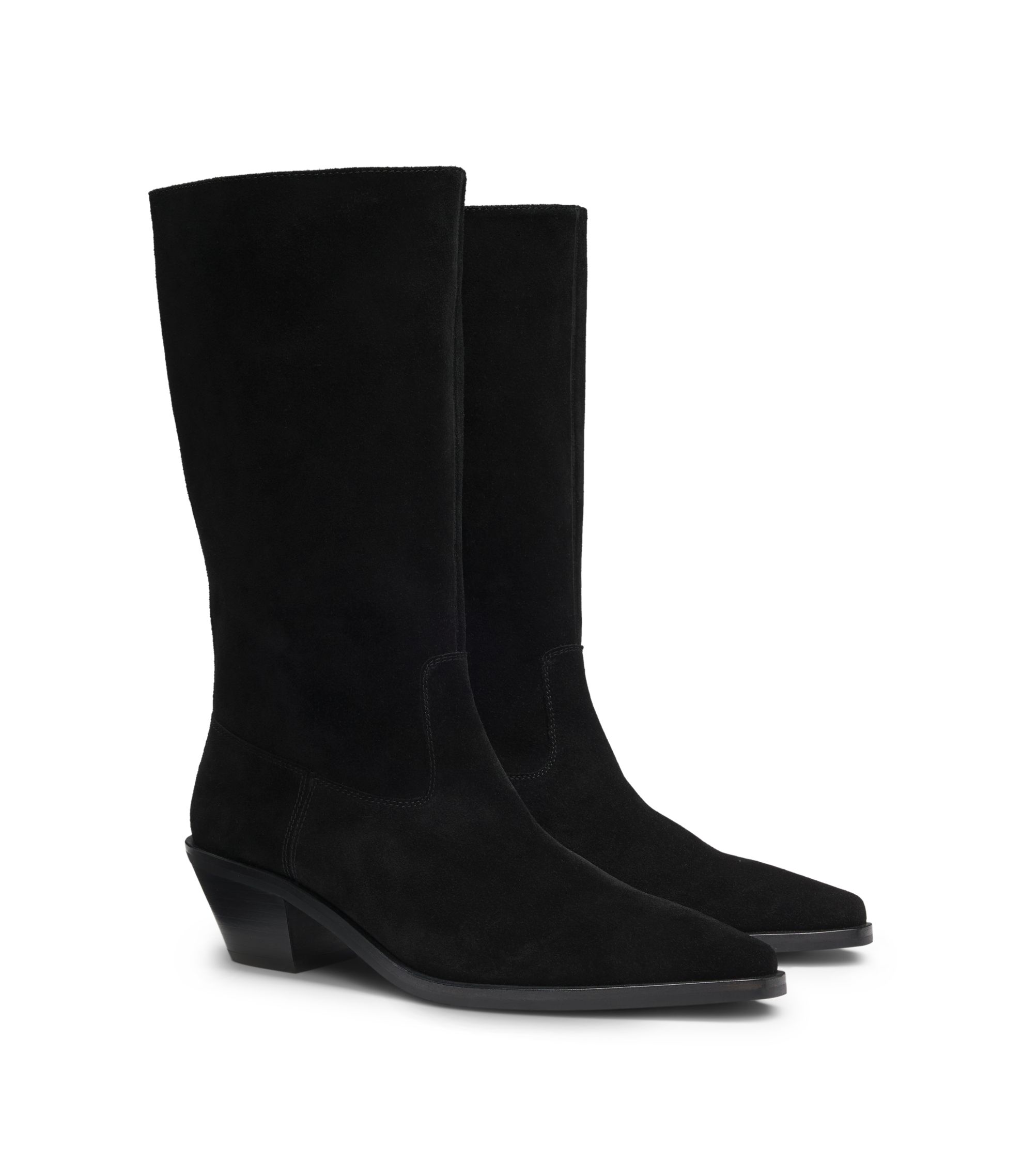 Boots aus Veloursleder mit kubanischem Absatz