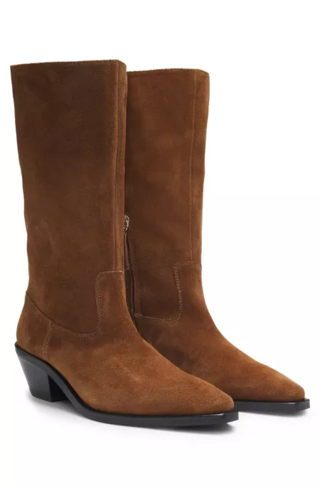 Suede boots with Cuban heel