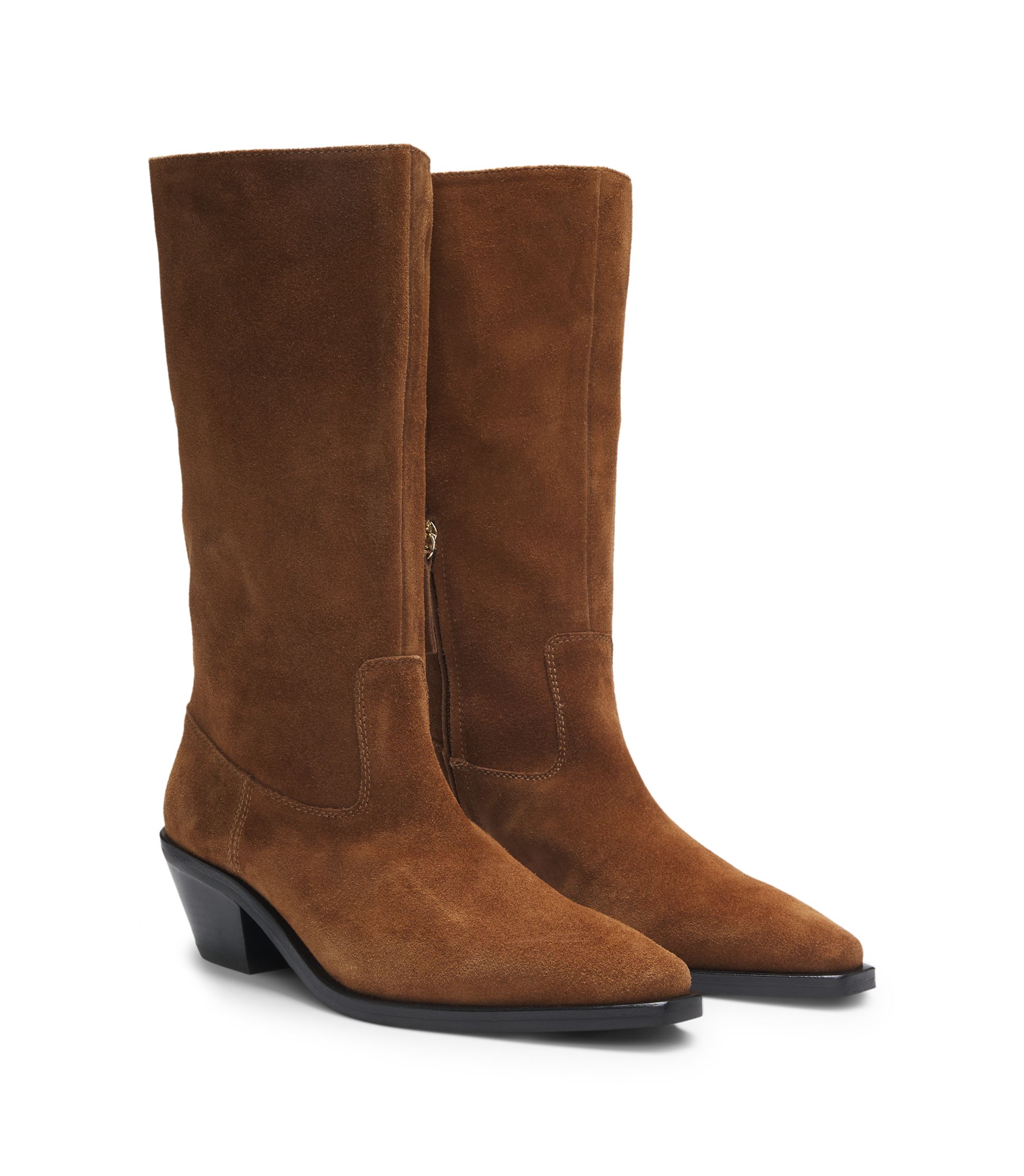 Boots aus Veloursleder mit kubanischem Absatz