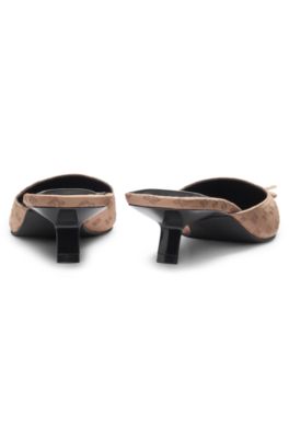 Stacked-logo mules with bow trim, Light Brown