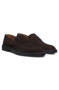 Suede loafers with rubber sole, Dark Brown