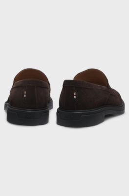 Suede loafers with rubber sole, Dark Brown