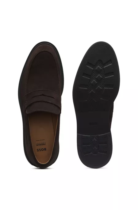 Suede loafers with rubber sole