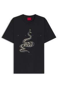 T-Shirt aus Baumwoll-Jersey mit breitem Logo, Schwarz