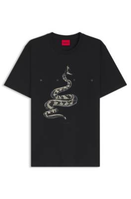 Cotton-jersey T-shirt with spaced-out logo 4