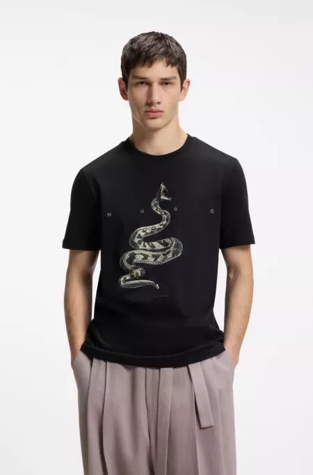 Cotton-jersey T-shirt with spaced-out logo