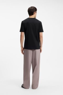 Cotton-jersey T-shirt with spaced-out logo, Black
