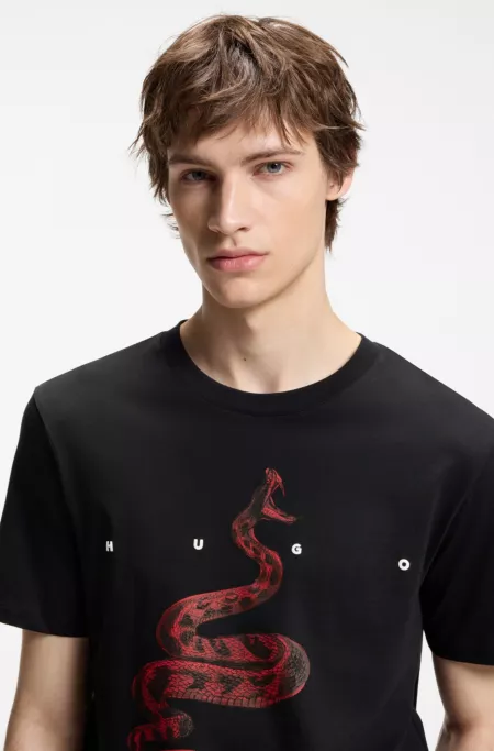 Cotton-jersey T-shirt with spaced-out logo