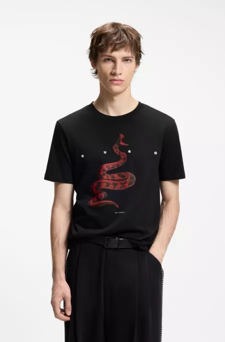 Cotton-jersey T-shirt with spaced-out logo