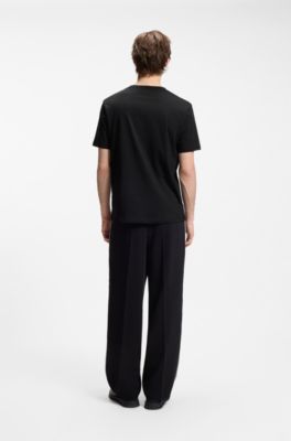 Cotton-jersey T-shirt with spaced-out logo, Black