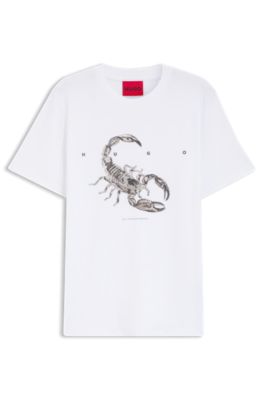 Cotton-jersey T-shirt with spaced-out logo, White