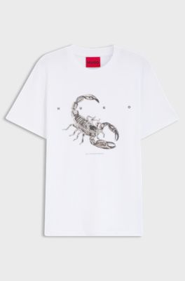 T-shirt i bomuldsjersey med adskilt logo, Hvid