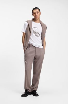 Cotton-jersey T-shirt with spaced-out logo, White