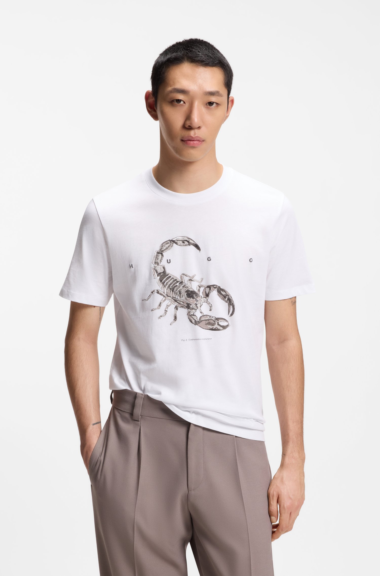 Hugo Cotton-jersey T-shirt with spaced-out logo herr