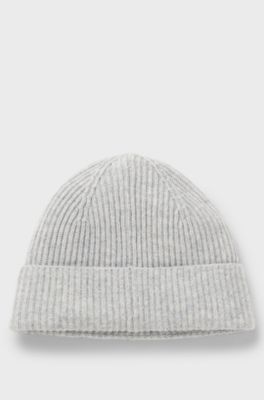 Wool-cashmere beanie hat with Double B monogram, Light Grey