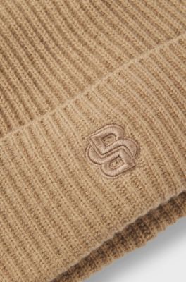 Bonnet en laine et cachemire &agrave; monogramme Double&nbsp;B, Beige