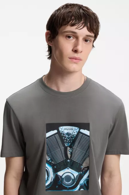 Cotton-jersey T-shirt with biker-inspired artwork
