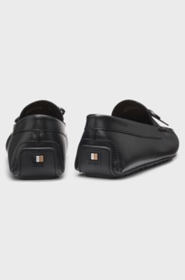 Leren mocassins met strikdetail, Zwart