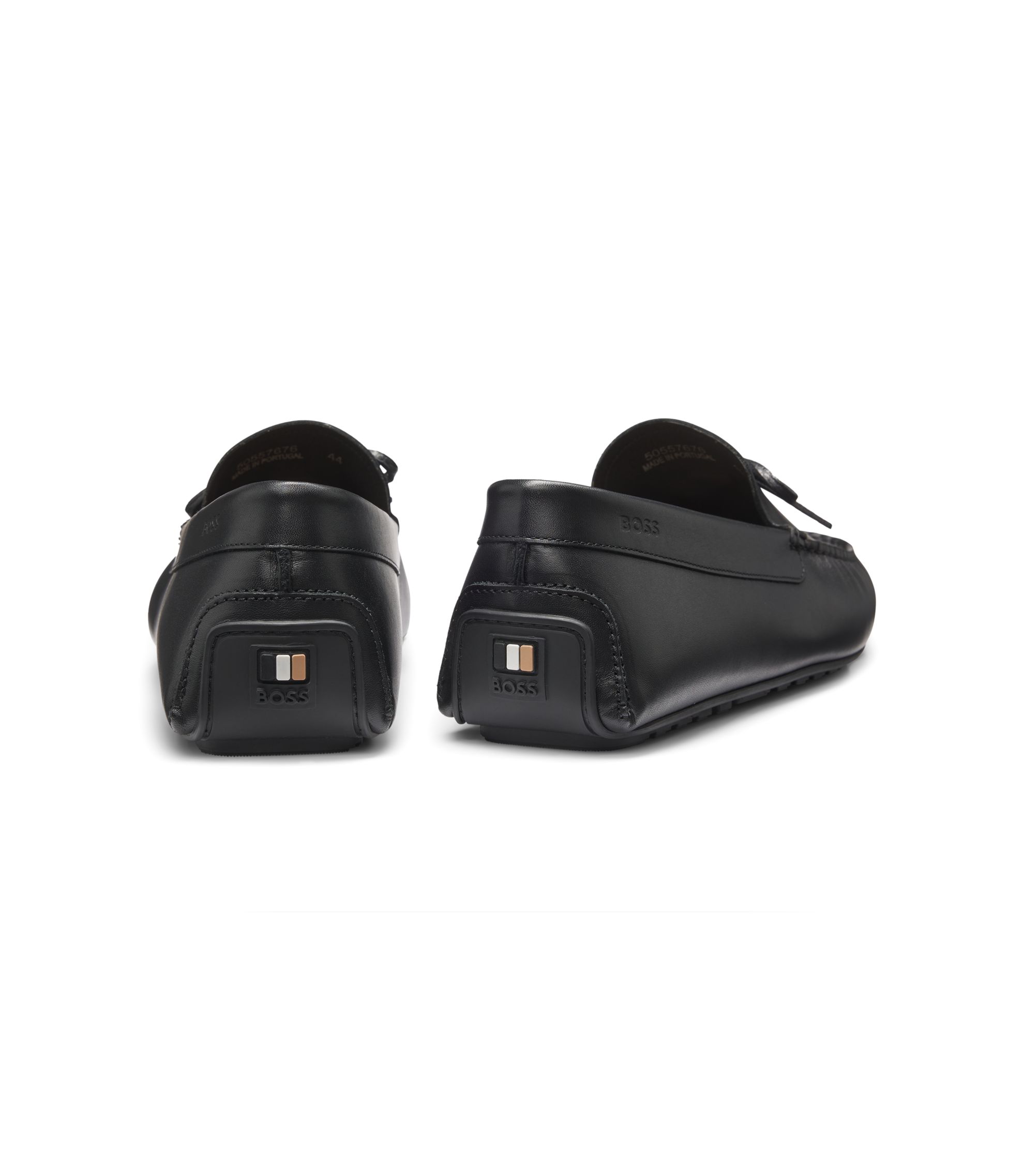 HUGO BOSS コンビレザー バレエ シューズ BOSS - レザー ドライビングシューズ リボンディテール - ブラック