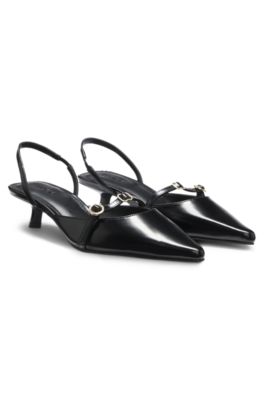 Slingback mules in brush-off leather, Black