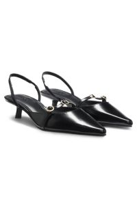Slingback mules in brush-off leather, Black