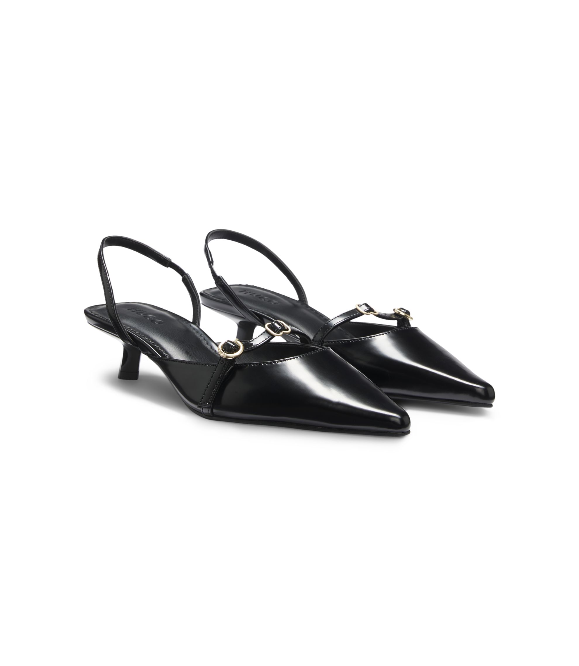 Mules mit offener Ferse aus Brush-Off-Leder