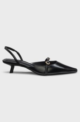 Mules mit offener Ferse aus Brush-Off-Leder, Schwarz