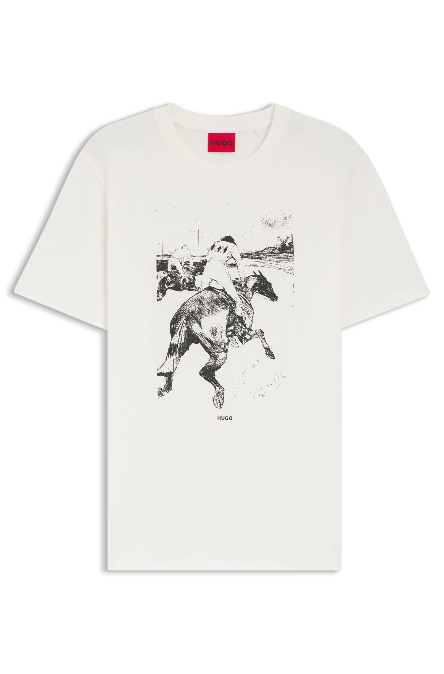 Hugo Cotton-jersey T-shirt with horse-racing artwork herr – bild 4