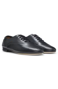 Leather ballerina pumps with elasticated heel, Black