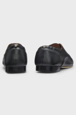Leather ballerina pumps with elasticated heel, Black