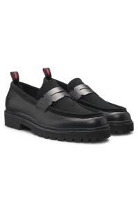 Leather loafers with lug sole, Black