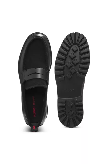 Leather loafers with lug sole