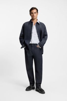 Leather loafers with lug sole, Black