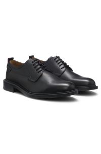 Leather Derby shoes with logo tab, Black