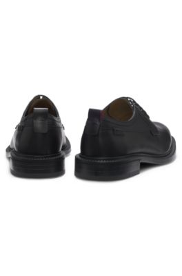 Leather Derby shoes with logo tab, Black