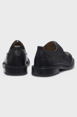 Leather Derby shoes with logo tab, Black