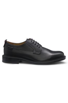 Leather Derby shoes with logo tab, Black