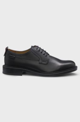 Leather Derby shoes with logo tab, Black