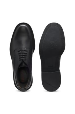 Leather Derby shoes with logo tab, Black
