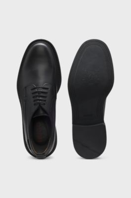 Leren derbyschoenen met logolipje, Zwart