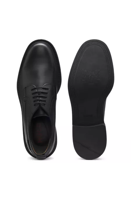 Leather Derby shoes with logo tab