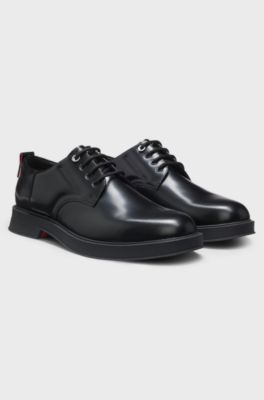 Scarpe derby in pelle con suola in gomma, Nero