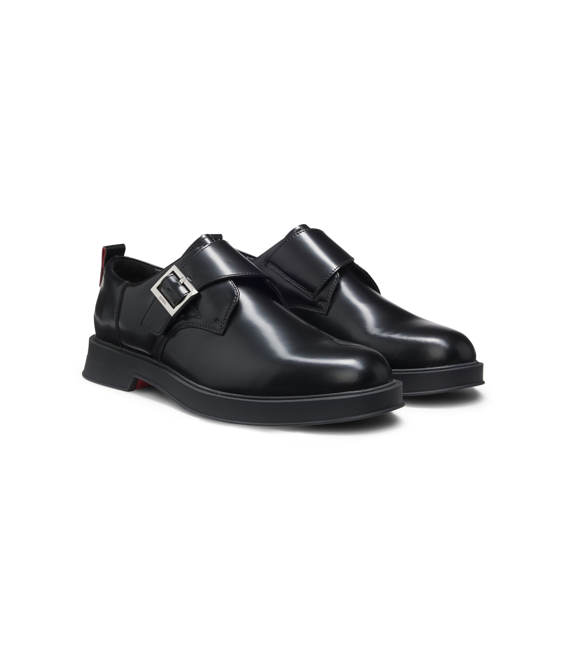 Monkstraps aus Leder mit Logo-Schließe