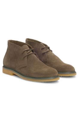 Suede desert boots with crepe sole, Dark Green