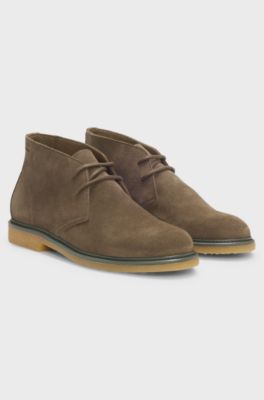Suede desert boots with crepe sole, Dark Green