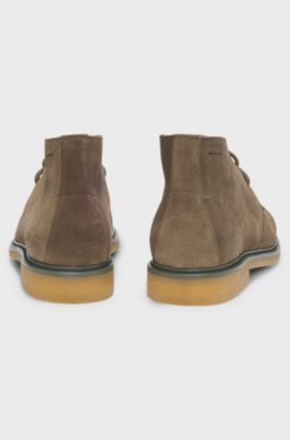 Suede desert boots with crepe sole, Dark Green