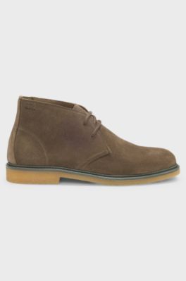 Suede desert boots with crepe sole, Dark Green